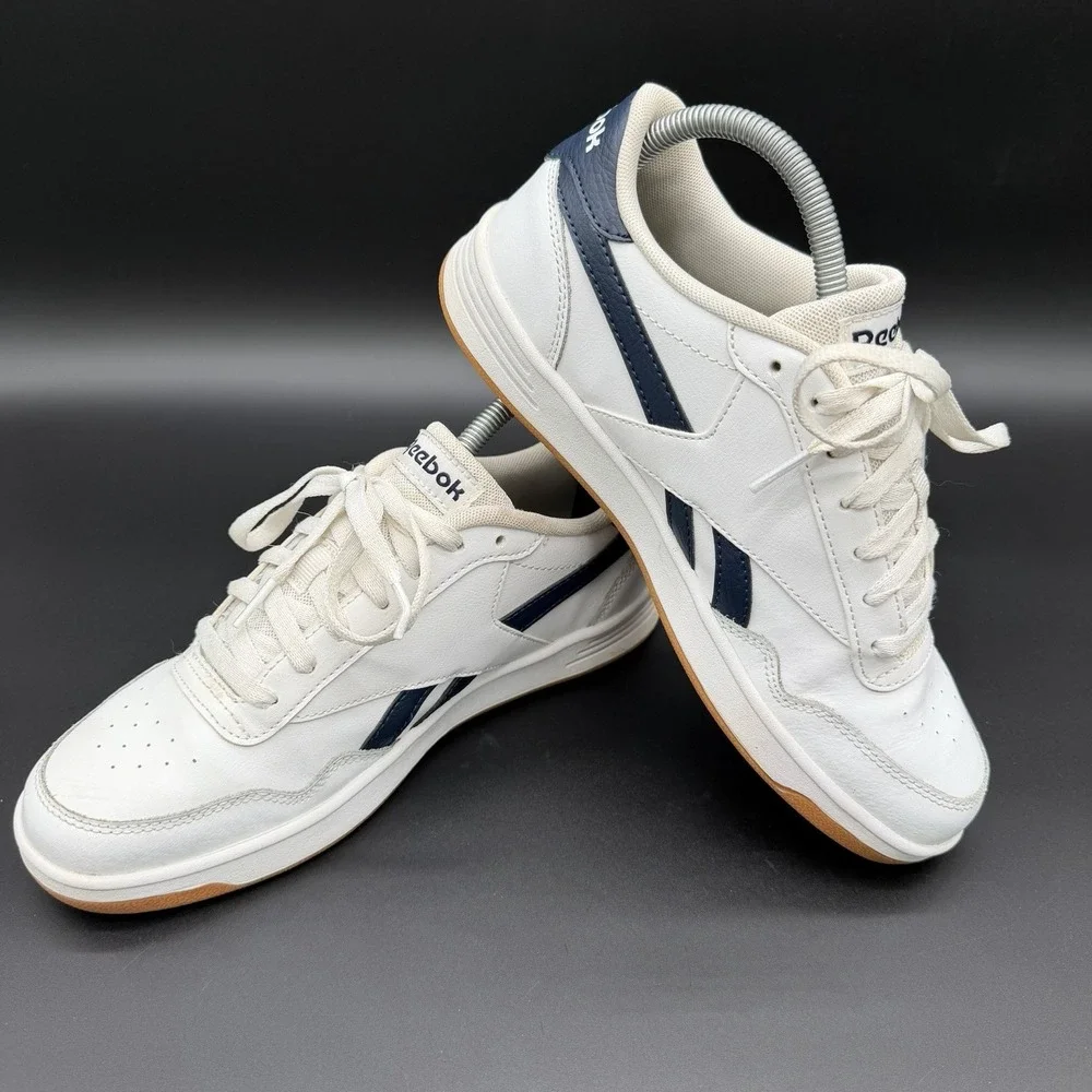 Reebok Royal Techque Mens Size 7 White Navy Casual Leather Shoes Sneakers